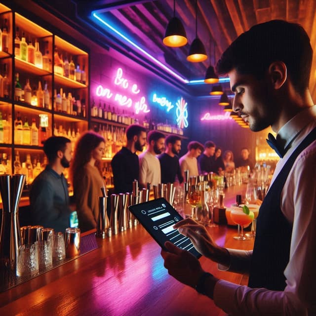 Barman con tablet