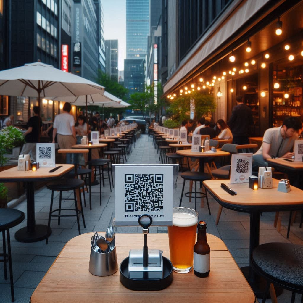 Tavolini all'aperto con qr code